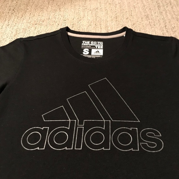 Women’s Black & Silver Outline Adidas Graphic T-Shirt In Size Small - Picture 3 of 10